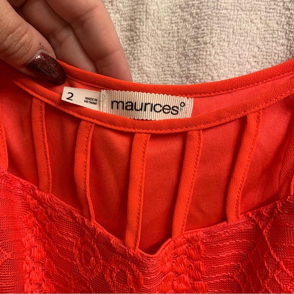 Maurices Coral Lace Tank w Lattice Front | plus size 2 - Picture 2 of 6